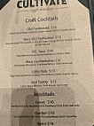 Cultivate Craft Kitchen menu