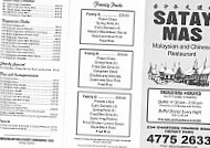 Satay Mas Restaurant menu