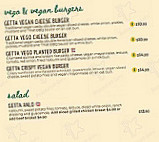 Getta Burger menu