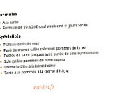 La Marée menu