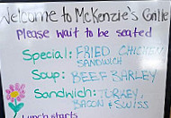 Mckenzie's Grille menu