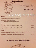 Sportgaststätte Hermaringen menu