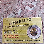 Da Mariano Pizzeria menu