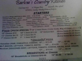 Barlows Country Kitchen menu