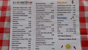 My Tia's Cafe menu