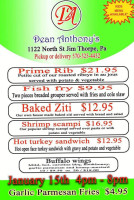 Dean Anthony's menu