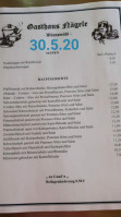 Gasthaus Nagele menu