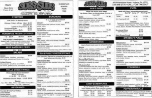 Subs N Suds menu