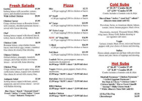 Parkview Pizzeria menu