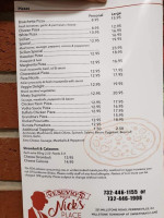 Vesuvio's Pizzeria Family menu