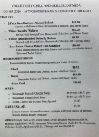 Valley City Chill And Grille menu