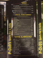 P-dub’s Sports menu