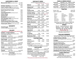 Main Street Pizzeria menu