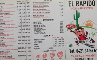 Pizzeria El Rapido menu