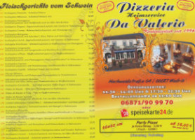 Pizzeria Und Heimservice Da Valerio menu