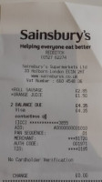 Sainsbury`s Cafe menu