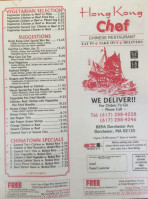 Hong Kong Chef menu