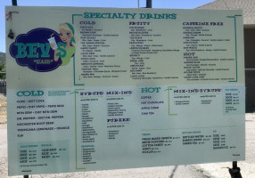 Bev's Hot And Cold Beverages menu