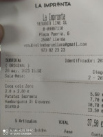 La Impremta menu