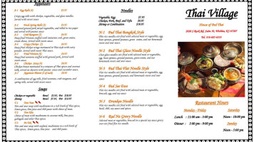 Thai Village House Of Pad Thai menu