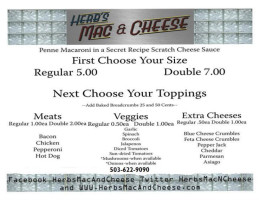 Herb's Mac Cheese menu