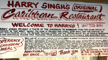 Harry Singh's Original Caribbean menu