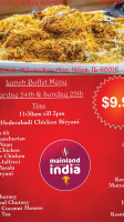 Mainland India Restaurant/bar menu