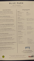 Blue Park Kitchen menu