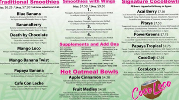 Coco Loco Smoothie Juices Eats menu