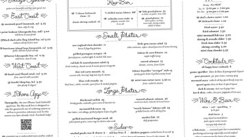 The Mermaid Oyster menu