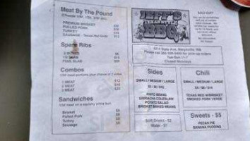 Jeff's Texas Style Bbq menu