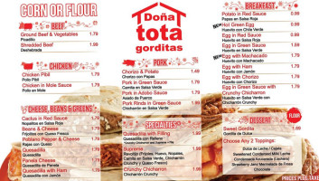 Gorditas Dona Lula menu