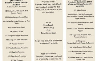 Sognalo Italian Deli Cafe menu