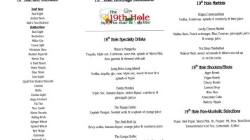 19th Hole Sports At Salt Creek Golf Retreat menu