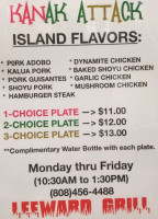 Leeward Bowl menu