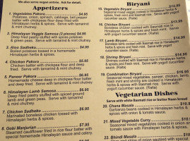 Himalayan Palace menu