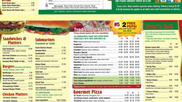 Ricardo's Pizza menu