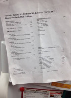 Specialty Bakery & Bistro menu