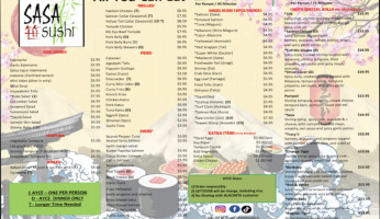 Sasa Sushi menu