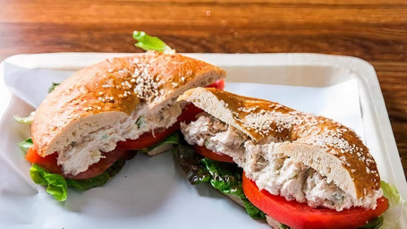 Pretzel Flat With Tuna, Tomato, And Lettuce