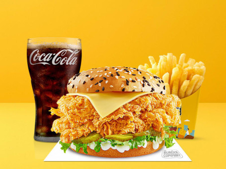 Cheese Chicken Crunchos Burger Salted Fries Coke 200Ml (Pet Bottle)