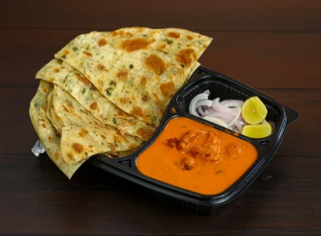 Butter Chicken With 2 Lucknowi Paratha.