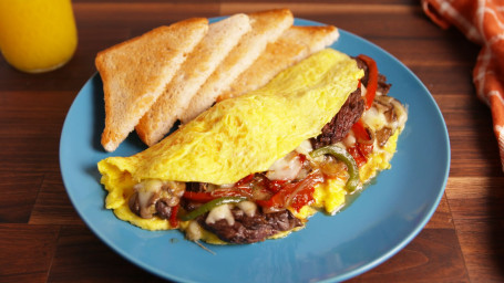 Chicken Sausage Omelette With Cheese(Served With 2 Slice Of Toasted Bread.