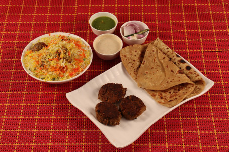 Mutton Galauto Kabab 3 Pc Pure 2 Paratha Chicken Dum Biryani 2 Pcs Chutney Raita