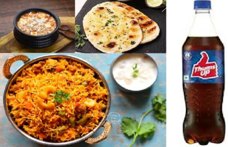 Handi Paneer Veg Biryani Naan 2 Pcs Soft Drink 200Ml