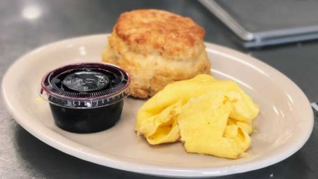 Scrambled Egg And Biscuit With Jam