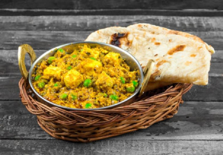 Matar Paneer (300 Ml) 5 Butter Tawa Roti (Serves 1)