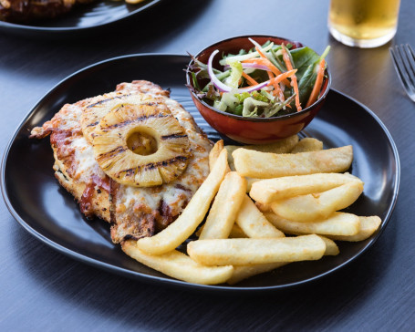 Loaded Hawaiian Parma With Fries And Salad