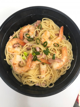 Spagetti With Wafu Garlic Prawns