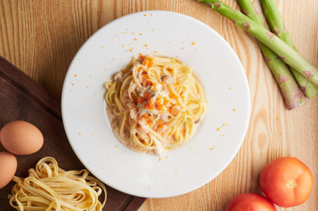 Xiān Xiè Ròu Míng Tài Zi Jì Lián Zhī Biǎn Yì Fěn Linguine With Fresh Crab Meat , Mentaiko Cream Sauce